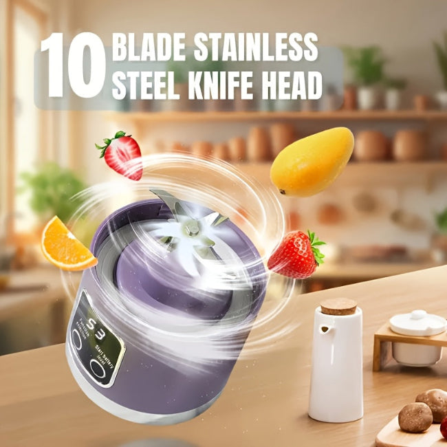 USB Draagbare Blender & Handheld Juicer - 530ML, 12 Messen, Digitaal Display, Multi-Speed | Voor Smoothies, Shakes & Fruitsap