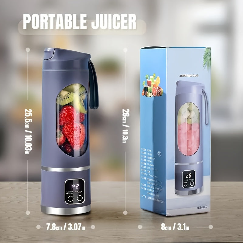 USB Draagbare Blender & Handheld Juicer - 530ML, 12 Messen, Digitaal Display, Multi-Speed | Voor Smoothies, Shakes & Fruitsap