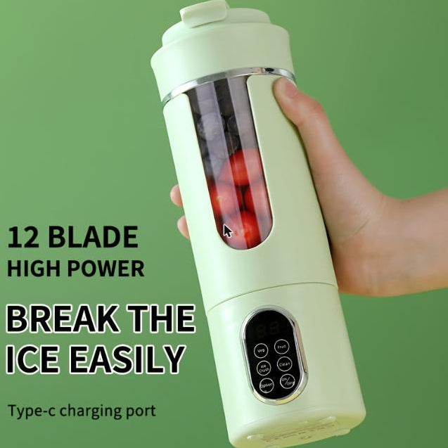 USB Draagbare Blender & Handheld Juicer - 530ML, 12 Messen, Digitaal Display, Multi-Speed | Voor Smoothies, Shakes & Fruitsap